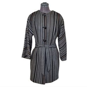 M Anne Klein Wool Blend Jacket Black and Brown Striped Coat Blazer